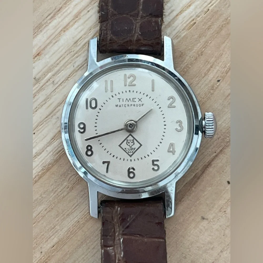 Timex BSA Cub Scouts Vintage Mechanical Winding Watch Genuine Leather Strap